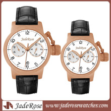 Japan Movement High Quality Stainless Steel Watch with Leather Strap